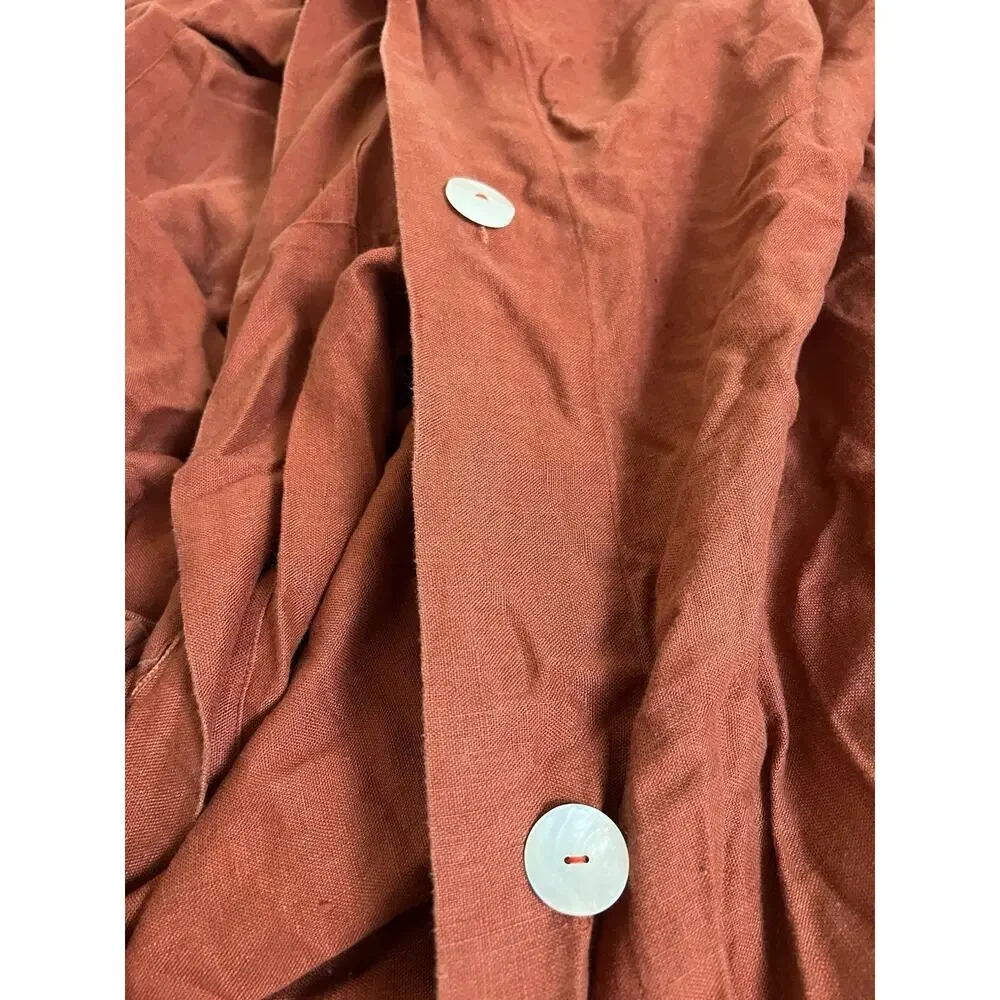 POTTERY BARN 100% FLAX LINEN DUVET COVER Twin Rust RED BERRY
